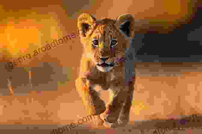 A Captivating Illustration Of Leo, The Happiest Lion Cub, Exploring The African Savanna. The Happiest Lion Cub