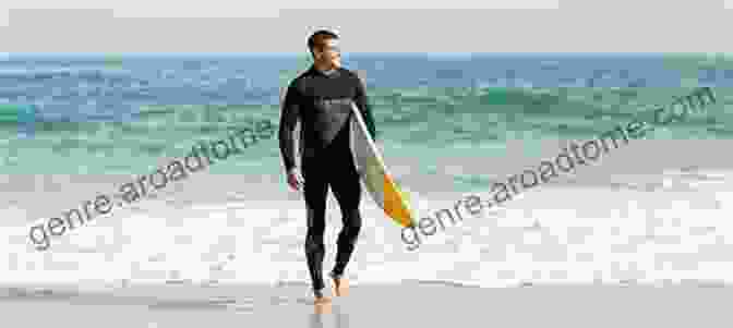 A Man In A Wetsuit Surfing A Wave, With A Serene Expression And A Surfboard Under His Arm The Surfing Saint