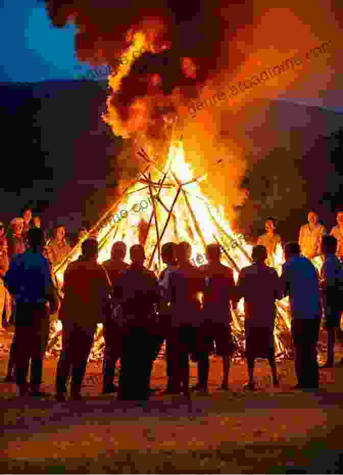 A Photograph Of Modern Heathens Gathered In A Circle, Their Faces Illuminated By The Flickering Light Of A Bonfire. Aldsidu: Old Saxon Heathenry