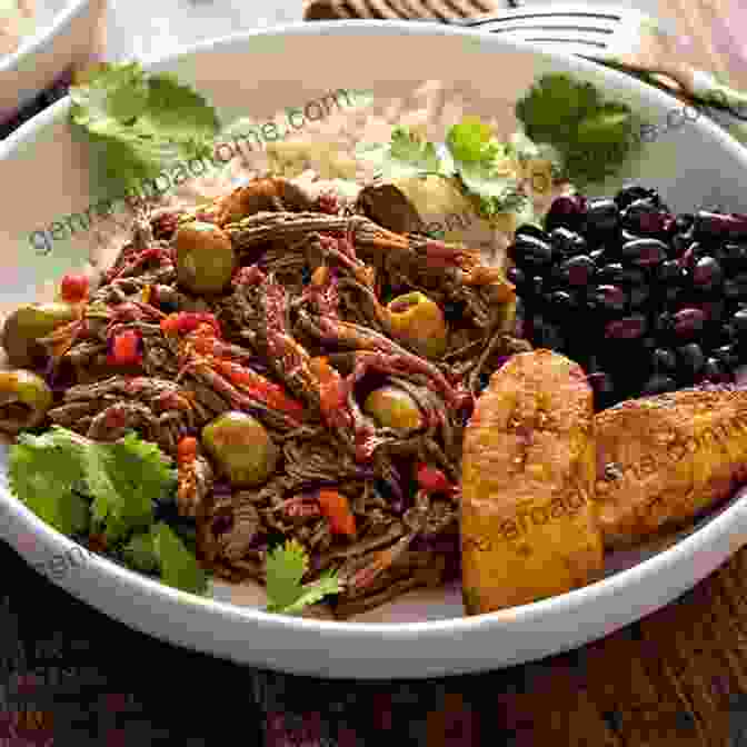 A Vibrant Display Of Cuban Dishes, Including Ropa Vieja, Picadillo, And Flan, Ready To Be Savored In A Home Kitchen. Cuban Foods And Recipes: All Cuban Dishes You Can Make In Your Kitchen: Cuban Cuisine Menu