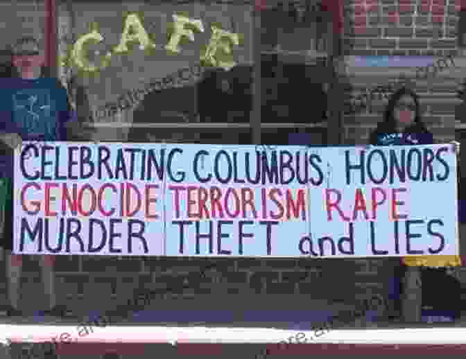 An Image Of Native Americans Protesting Against Columbus Day. QUINCENTENARY OF EXTINCTION: A Protest Song Sung In Contempt Of Columbus Day (The Dramatic Presentations Series)